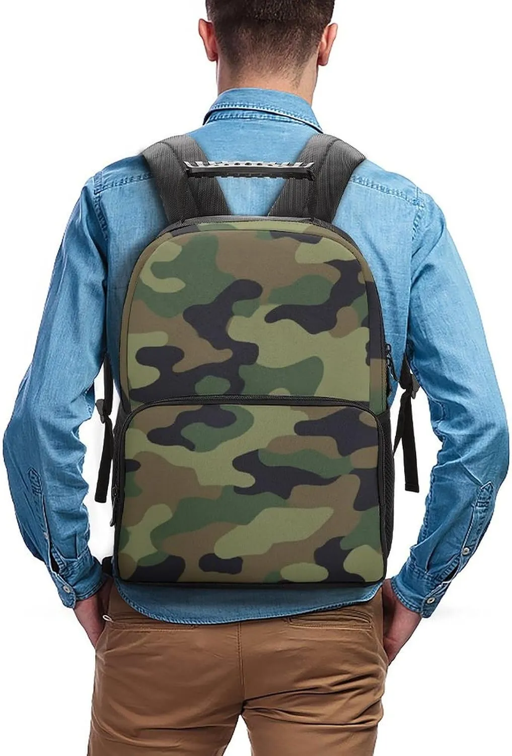 Supdreamc Cool Camo Military Camouflage Rucksacks Lightweight Multipurpose Anti-Theft Shoulder Bag Large Capacity Business Computer Bag With Smooth Zippers