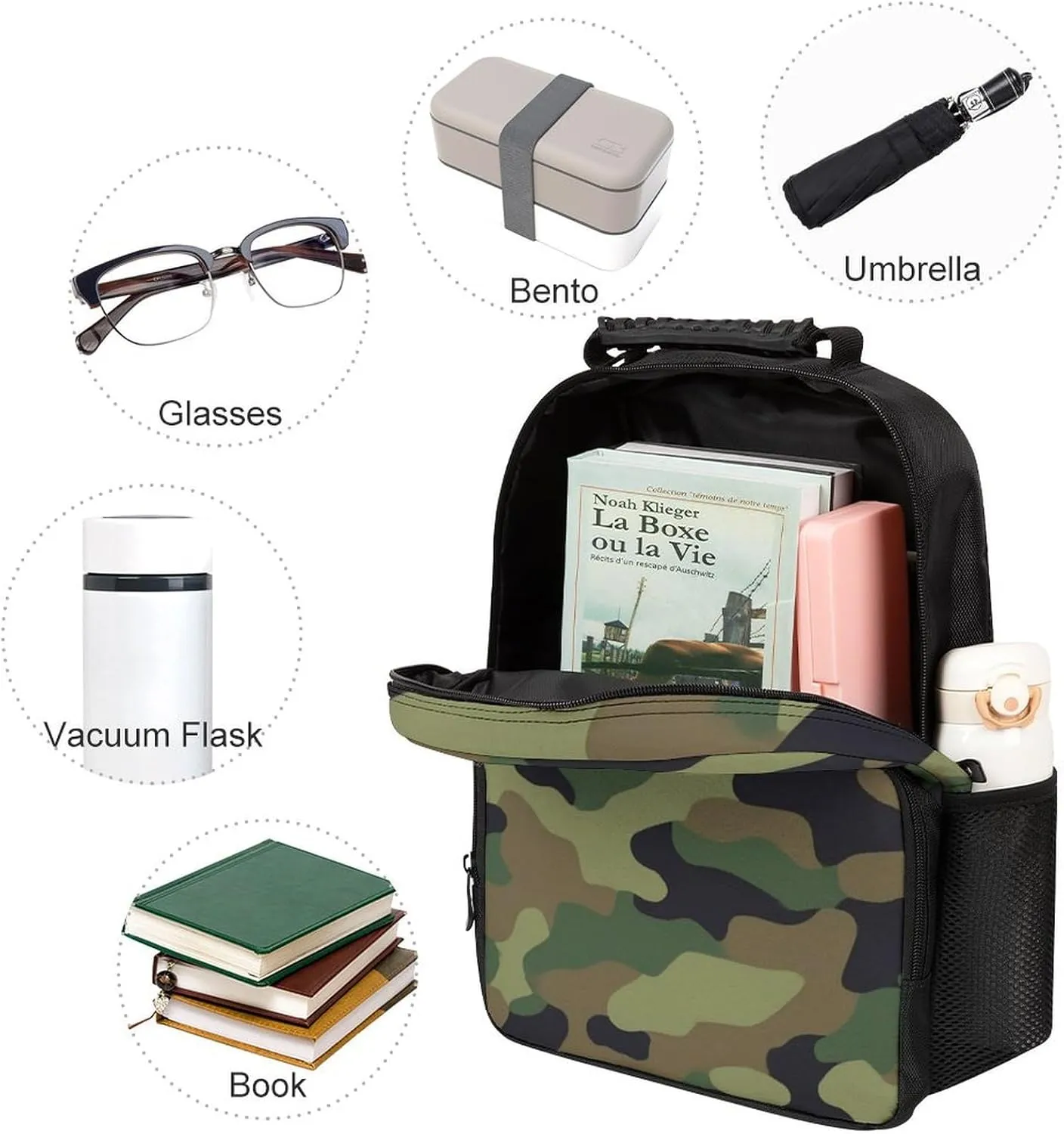 Supdreamc Cool Camo Military Camouflage Rucksacks Lightweight Multipurpose Anti-Theft Shoulder Bag Large Capacity Business Computer Bag With Smooth Zippers
