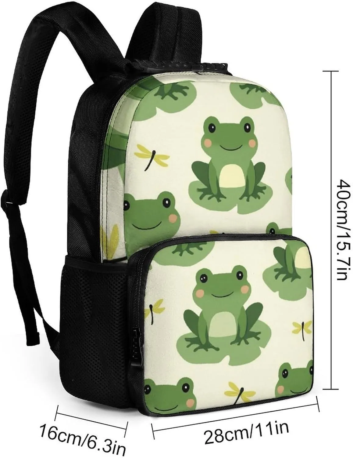 Supdreamc Cute Frog Animal Green Frogs Rucksacks Polyester Anti-Theft Multipurpose Carry On Bag Large Capacity Gym Outdoor Hiking Backpack With Smooth Zippers