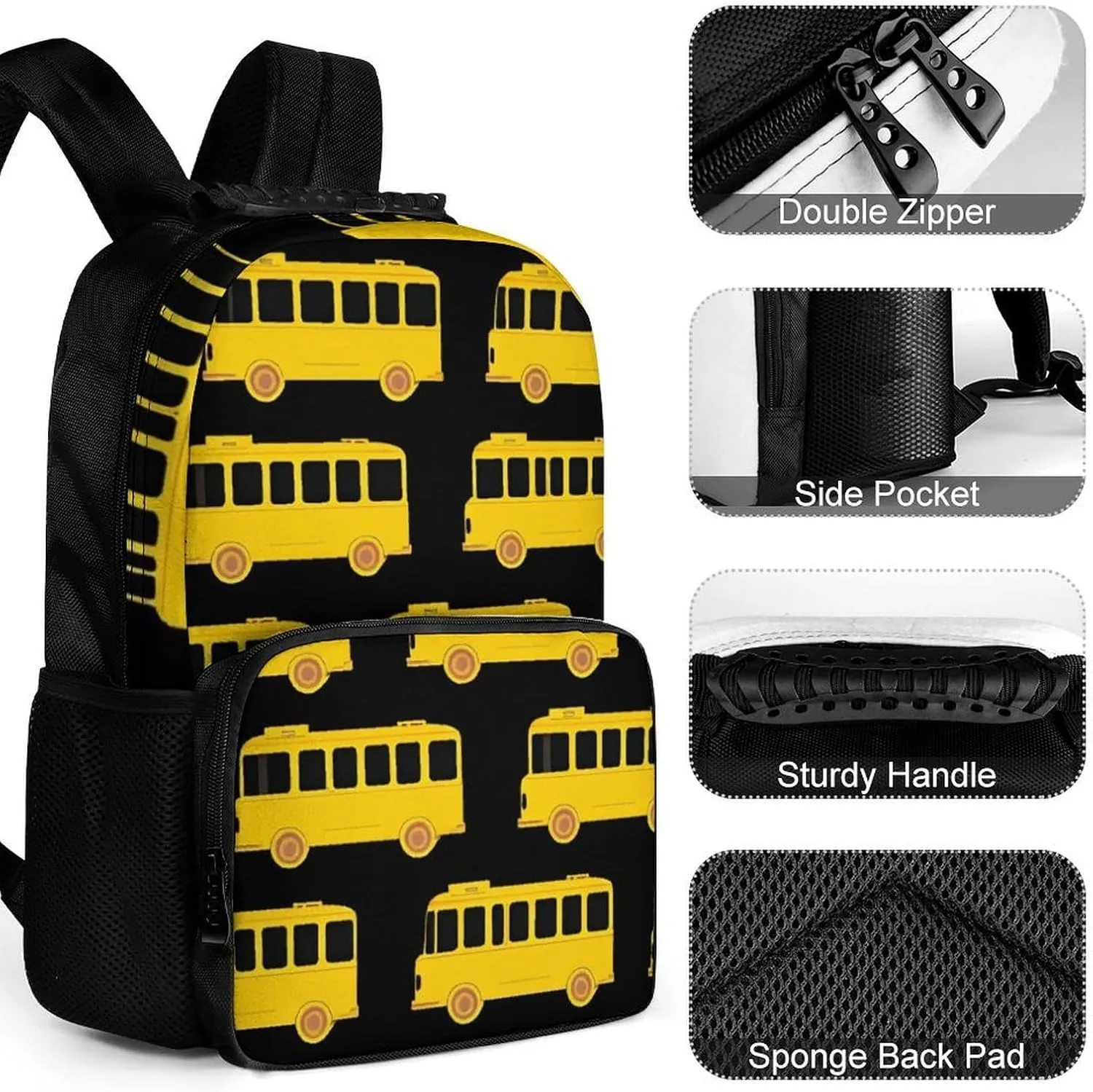Supdreamc Lightweight Backpack for Gym Travel Bicycle - Big Capacity Multipurpose Anti-Theft Carry On Bag, Black Yellow Bus Travel Hiking Bag & Day Pack