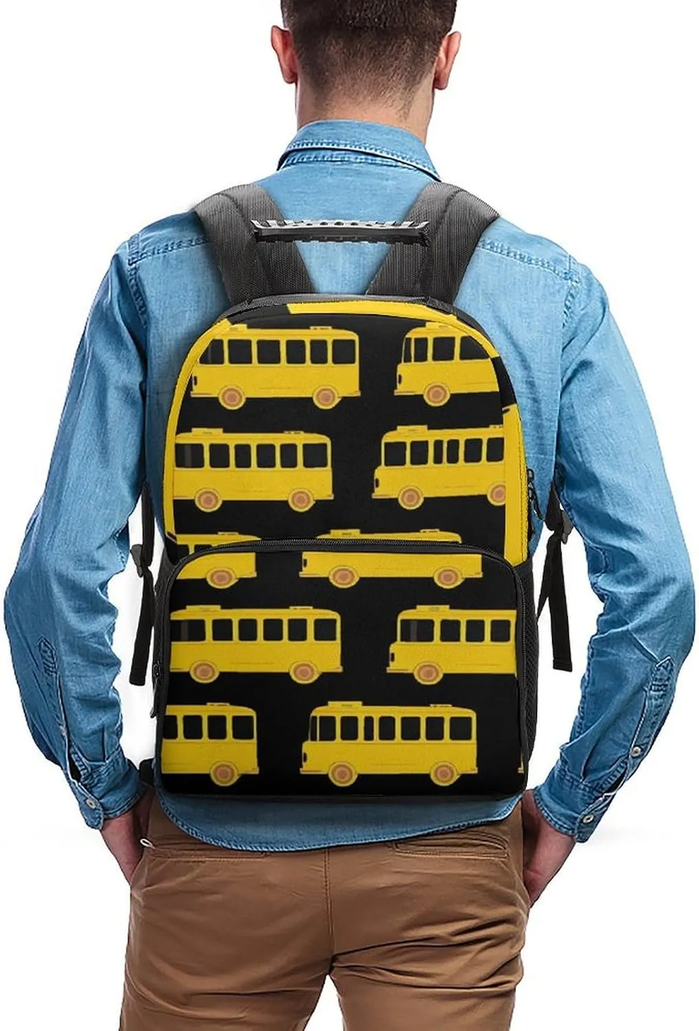 Supdreamc Lightweight Backpack for Gym Travel Bicycle - Big Capacity Multipurpose Anti-Theft Carry On Bag, Black Yellow Bus Travel Hiking Bag & Day Pack
