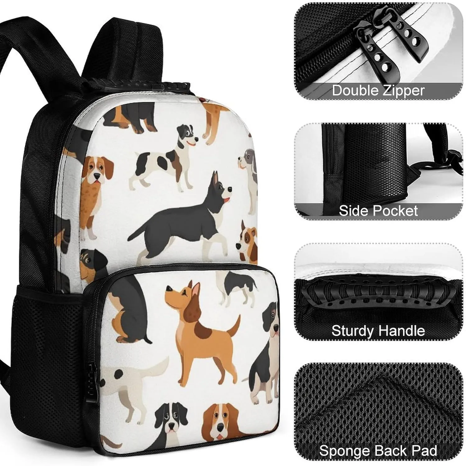 Supdreamc Lightweight Daypack Backpack for Trekking Work Running - Big Capacity Multipurpose Anti-Theft Bookbag, Affenpinscher Airedale Terrier Australian Cattle Dog Business Computer Bag