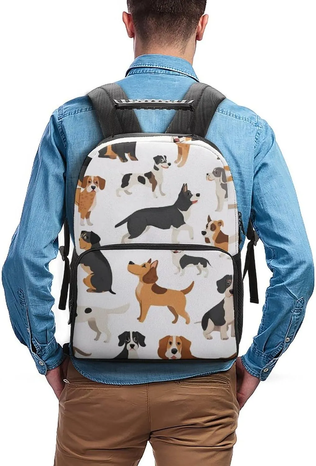 Supdreamc Lightweight Daypack Backpack for Trekking Work Running - Big Capacity Multipurpose Anti-Theft Bookbag, Affenpinscher Airedale Terrier Australian Cattle Dog Business Computer Bag