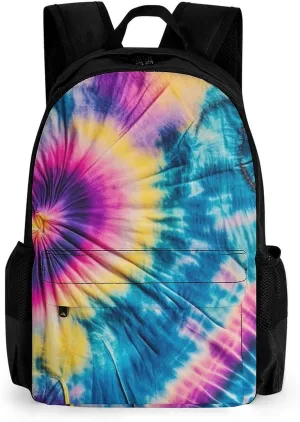 Supdreamc Lightweight Daypack Backpack for Trekking Work Running - Big Capacity Multipurpose Anti-Theft Bookbag, Tie Dye Art Business Computer Bag
