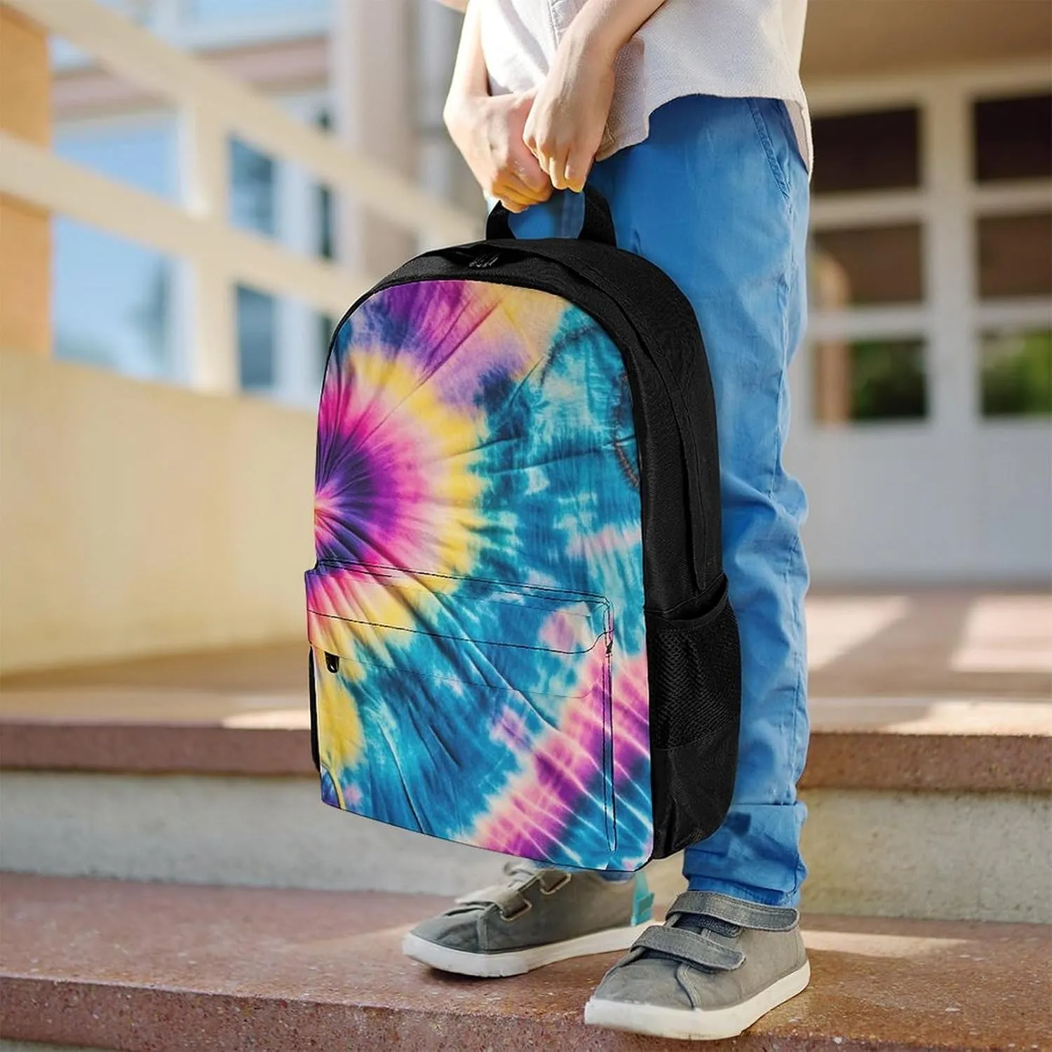 Supdreamc Lightweight Daypack Backpack for Trekking Work Running - Big Capacity Multipurpose Anti-Theft Bookbag, Tie Dye Art Business Computer Bag