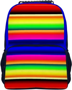 Supdreamc Lightweight Daypack Bookbag for Trekking Business Walking Cycling - Big Capacity Anti-Theft Multipurpose Carry On Bag, Colorful Mexican Blanket Stripes Business Computer Bag