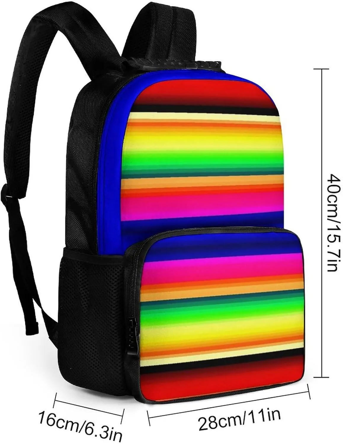 Supdreamc Lightweight Daypack Bookbag for Trekking Business Walking Cycling - Big Capacity Anti-Theft Multipurpose Carry On Bag, Colorful Mexican Blanket Stripes Business Computer Bag