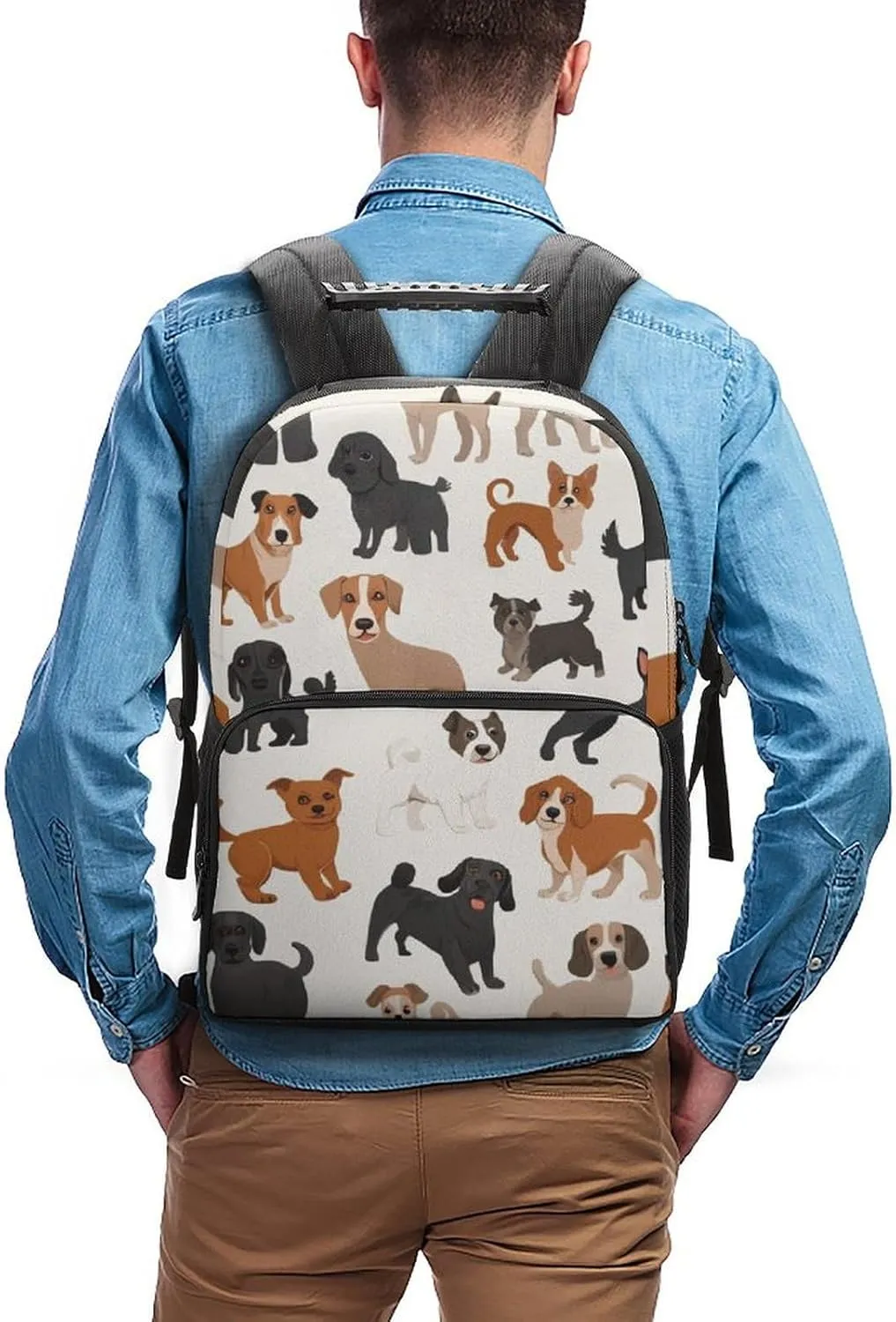 Supdreamc Lightweight Daypack for Camping Business Walking Cycling - Large Capacity Anti-Theft Multipurpose Bookbag, Affenpinscher Airedale Terrier Australian Cattle Dog Gym Outdoor Hiking Backpack