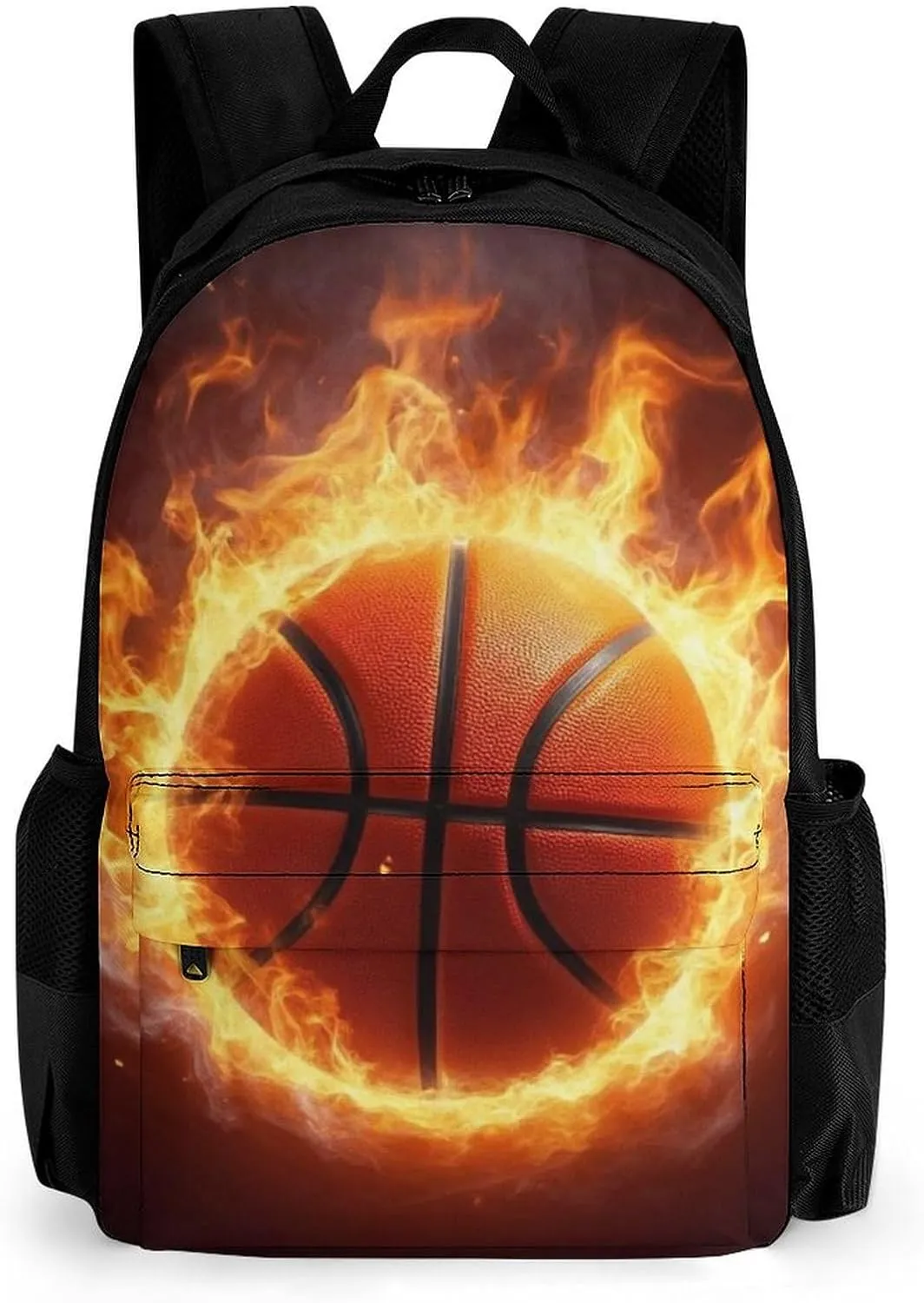Supdreamc Lightweight Rucksacks for Camping Picnic Walking Cycling - Large Capacity Multipurpose Anti-Theft Carry On Bag, Cool Fire Flame Basketball Travel Hiking & Camping Rucksack