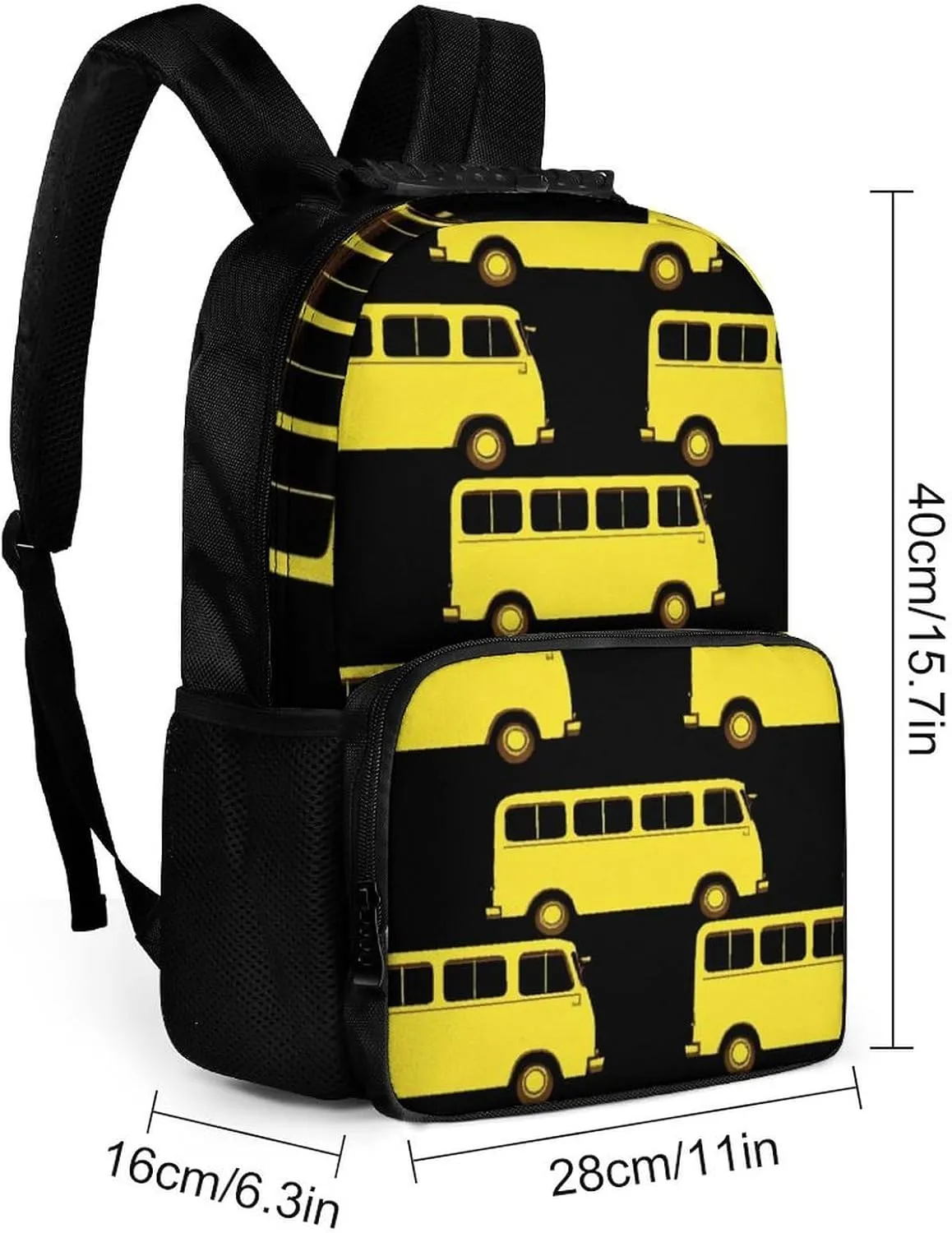 Supdreamc Lightweight Rucksacks for Climbing Outdoors Walking Cycling - Large Capacity Anti-Theft Multipurpose Carry On Bag, Black Yellow Bus Camping Outdoor Backpack
