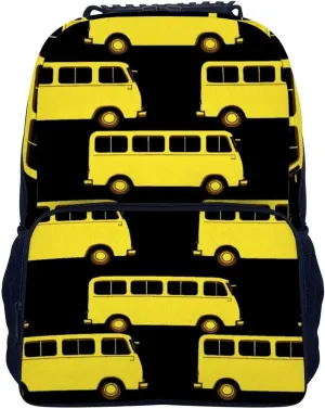 Supdreamc Lightweight Rucksacks for Climbing Outdoors Walking Cycling - Large Capacity Anti-Theft Multipurpose Carry On Bag, Black Yellow Bus Camping Outdoor Backpack