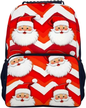 Supdreamc Men & Women Lightweight Christmas Santa Claus Red Casual Daypack Large Capacity Bookbag With Adjustable Shoulder Straps for Gym Business Bicycle