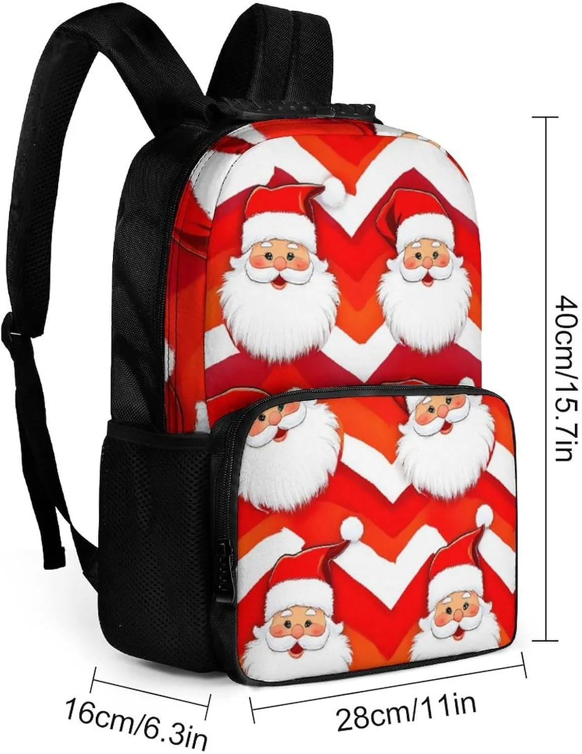 Supdreamc Men & Women Lightweight Christmas Santa Claus Red Casual Daypack Large Capacity Bookbag With Adjustable Shoulder Straps for Gym Business Bicycle