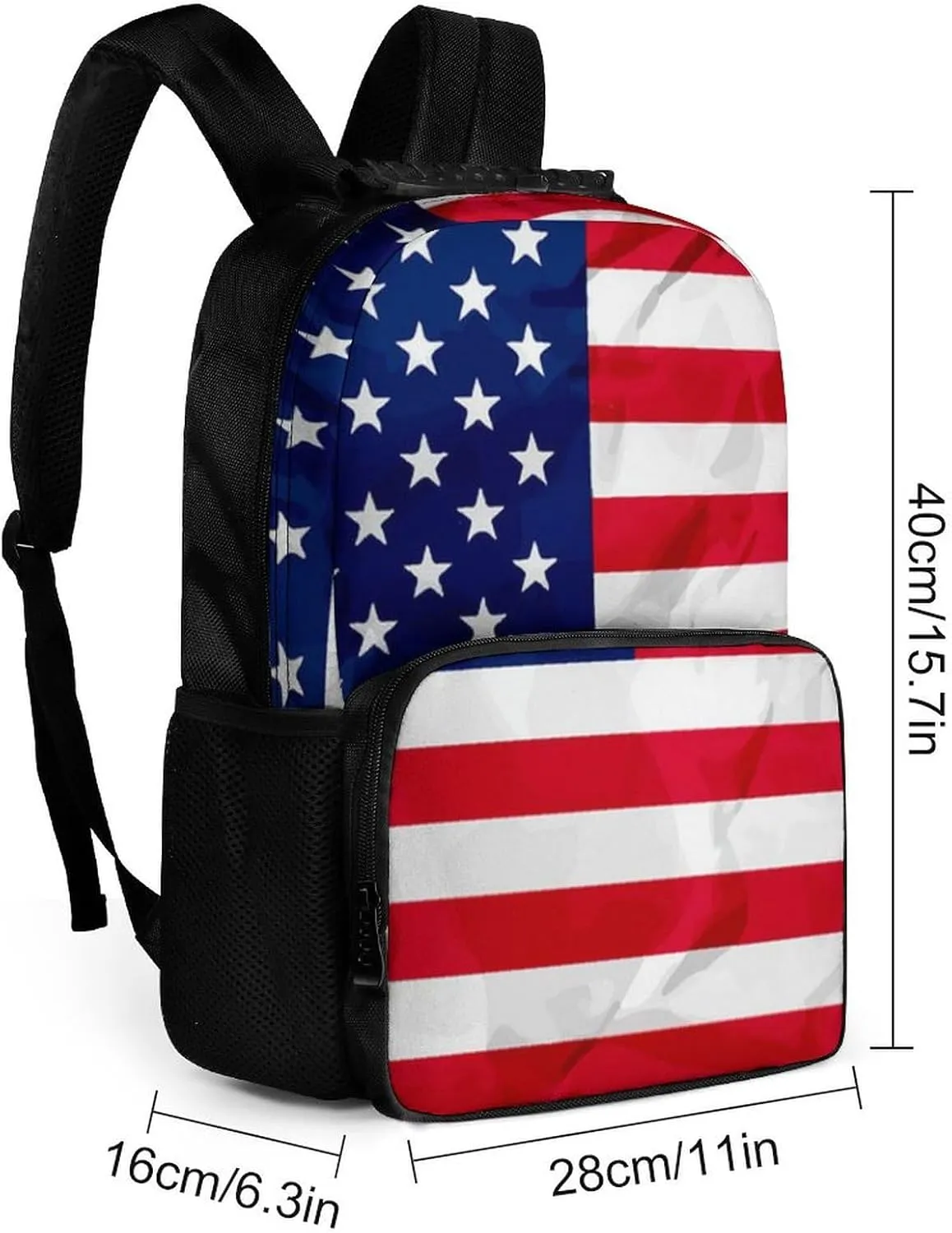 Supdreamc Men & Women Lightweight Red Blue White American Flag Casual Daypack Large Capacity Bookbag With Adjustable Shoulder Straps for Gym Business Bicycle