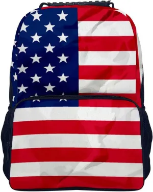 Supdreamc Men & Women Lightweight Red Blue White American Flag Casual Daypack Large Capacity Bookbag With Adjustable Shoulder Straps for Gym Business Bicycle