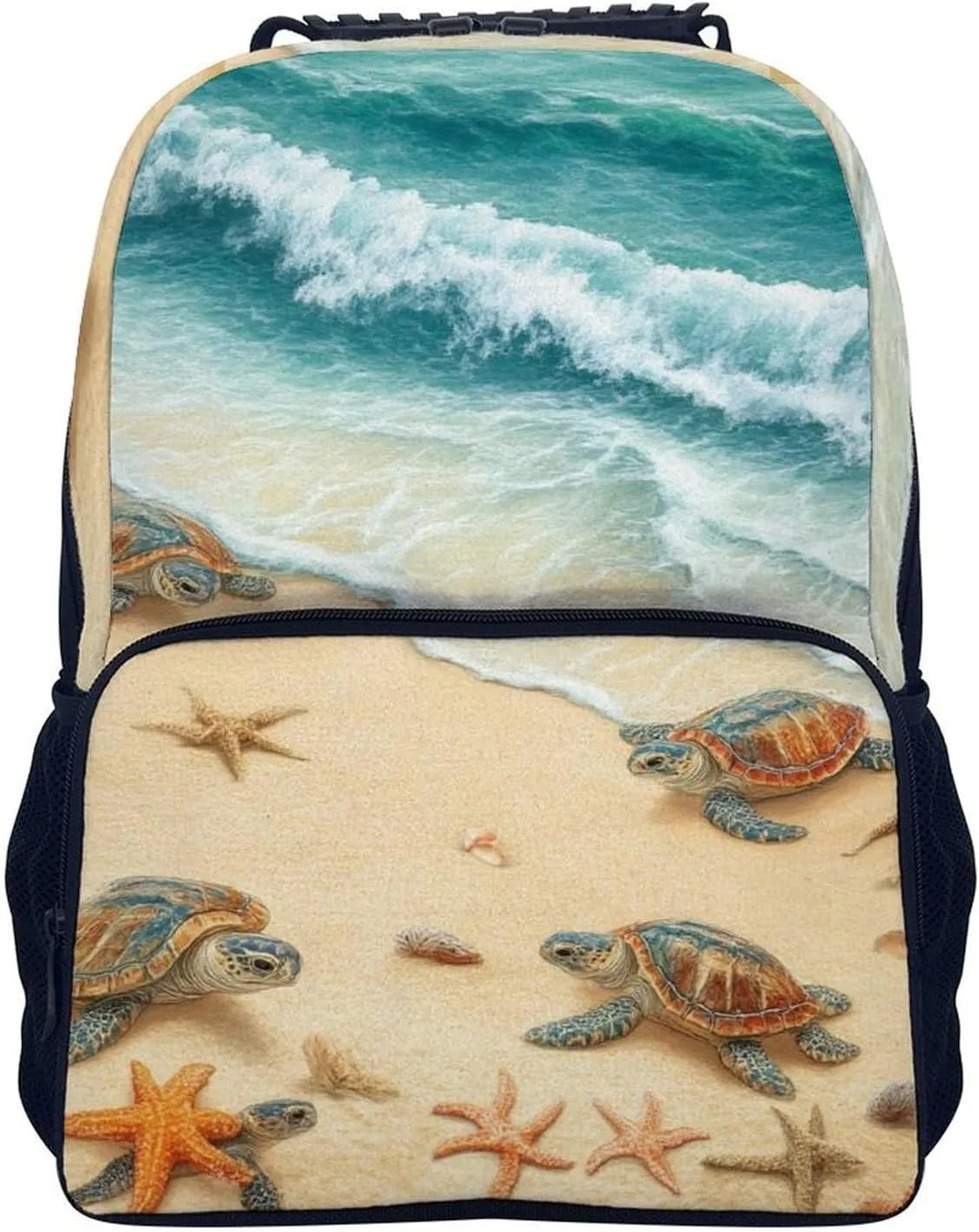 Supdreamc Men Women Lightweight Beach Turtles Casual Daypack Big Capacity Bookbag With Padded Straps for Gym Travel Walking Cycling