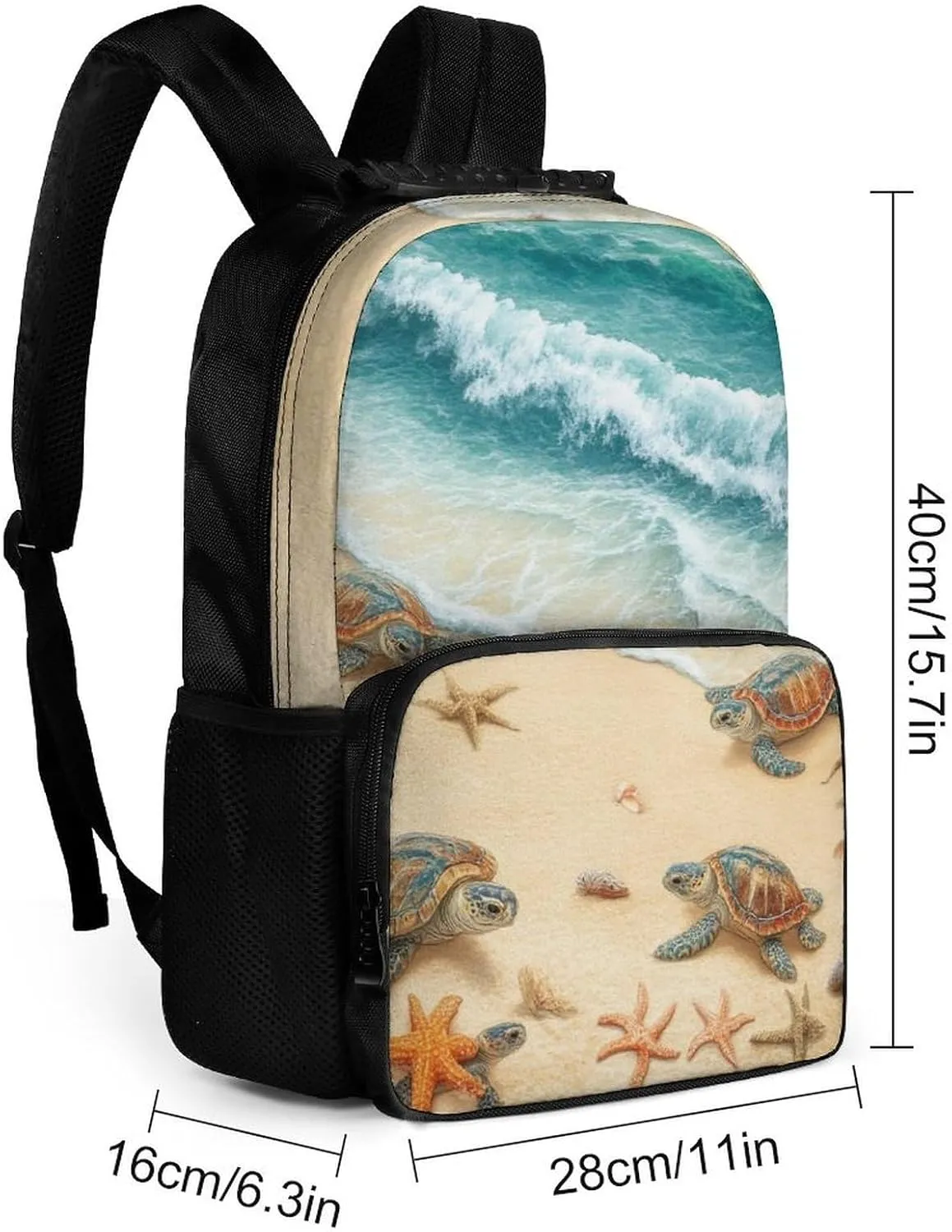 Supdreamc Men Women Lightweight Beach Turtles Casual Daypack Big Capacity Bookbag With Padded Straps for Gym Travel Walking Cycling