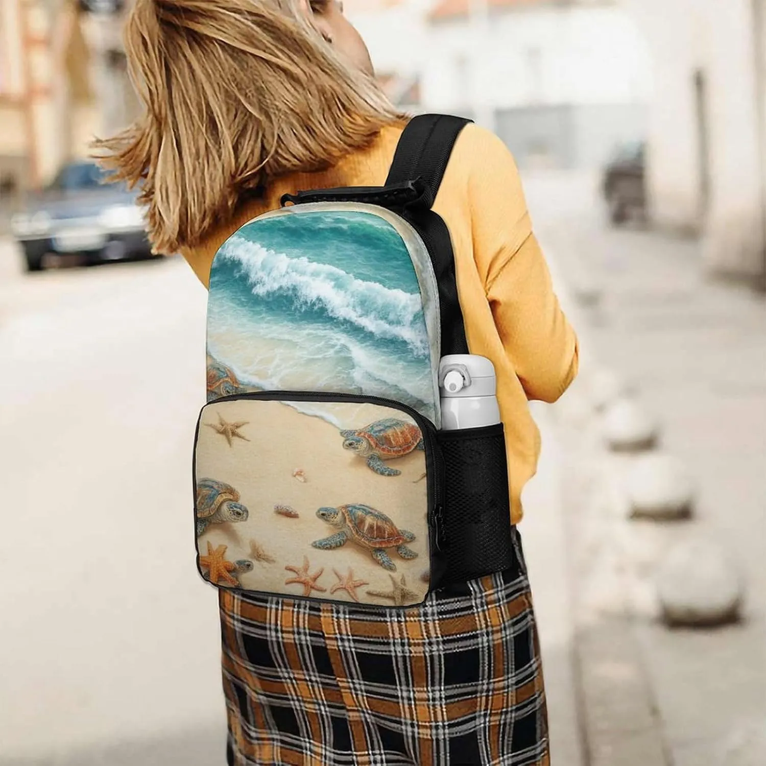Supdreamc Men Women Lightweight Beach Turtles Casual Daypack Big Capacity Bookbag With Padded Straps for Gym Travel Walking Cycling