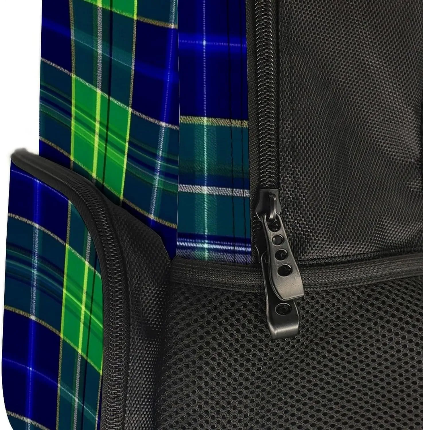 Supdreamc Men Women Lightweight Blue Green Scottish Tartan Plaid Backpack Large Capacity Carry On Bag With Padded Straps for Sports Work Walking Cycling