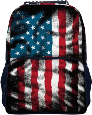 Supdreamc Men Women Lightweight Cool American Flag Casual Daypack Big Capacity Bookbag With Padded Straps for Gym Travel Walking Cycling