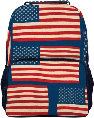 Supdreamc Men Women Lightweight Usa Flag Grunge Old American Flag Art Backpack Large Capacity Carry On Bag With Padded Straps for Sports Work Walking Cycling