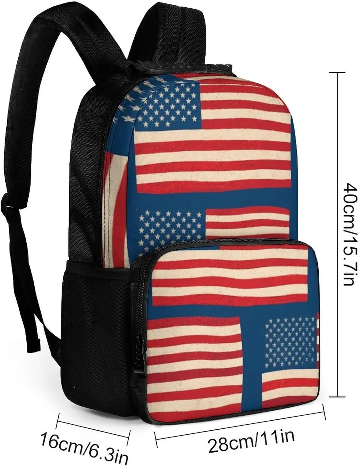 Supdreamc Men Women Lightweight Usa Flag Grunge Old American Flag Art Backpack Large Capacity Carry On Bag With Padded Straps for Sports Work Walking Cycling