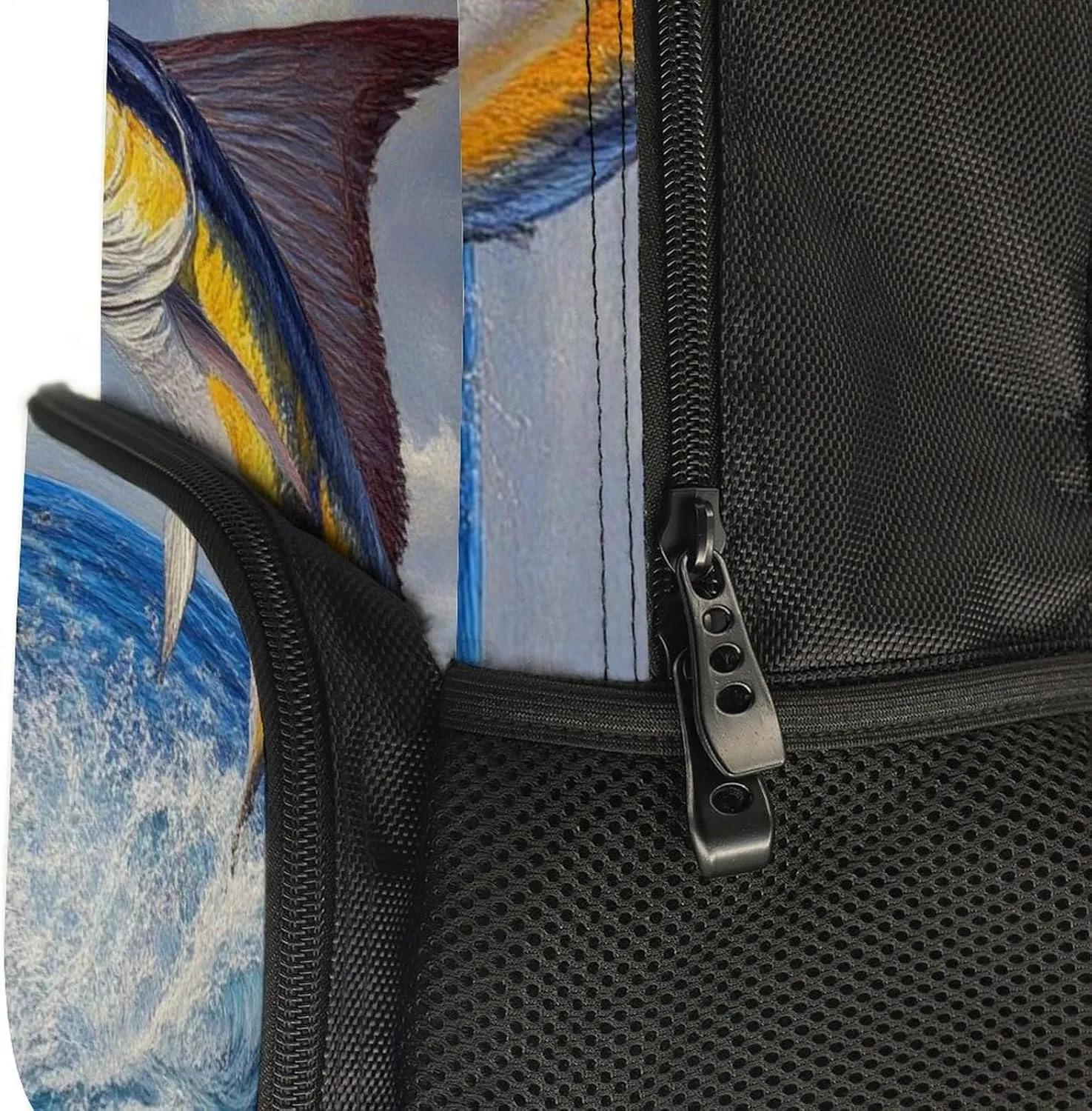 Supdreamc Men Women Lightweight Whimsical Fish Painting Daypack Bookbag Big Capacity Carry On Bag With Side Pockets for Camping Travel Bicycle