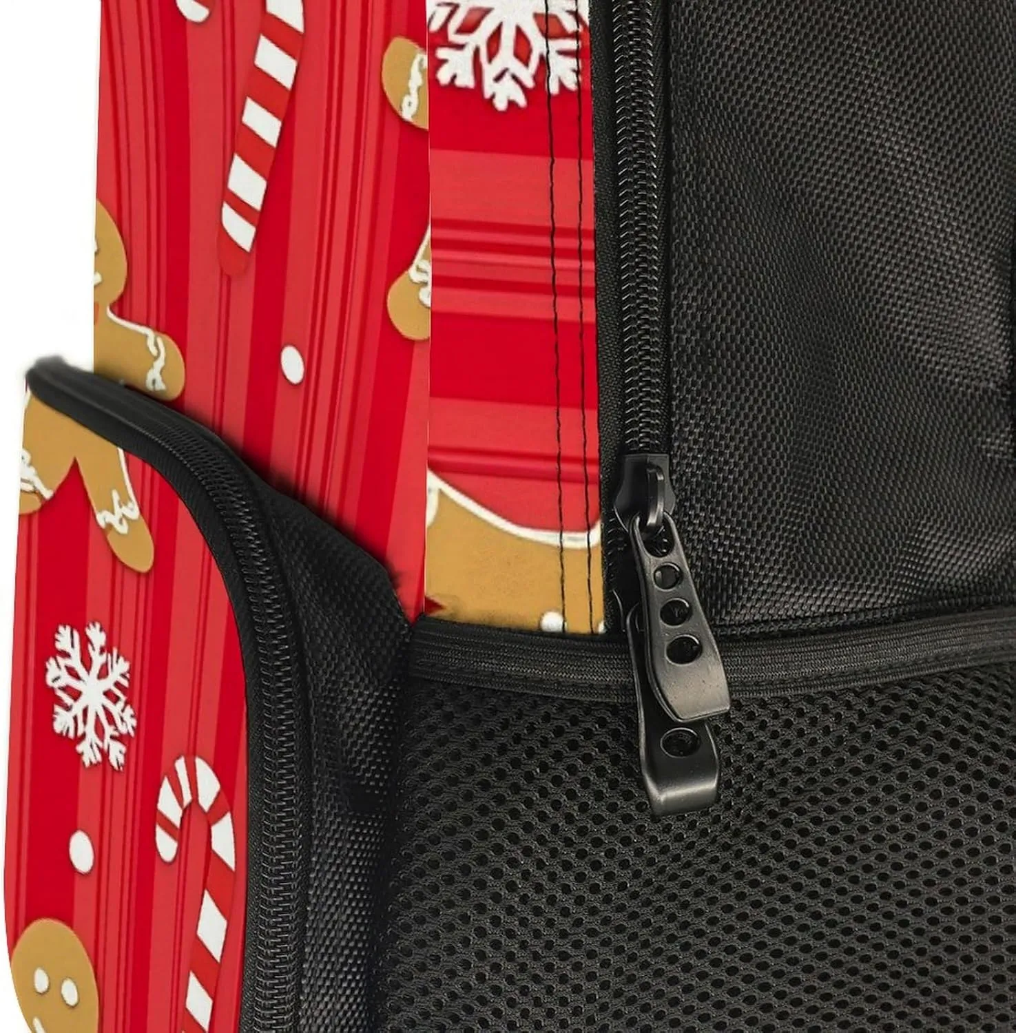 Supdreamc Men Women Polyester Christmas Red Gingerbread Cookies Candy Canes Daypack Backpack Large Capacity Carry On Bag With Smooth Zippers for Hiking Picnic Walking Cycling