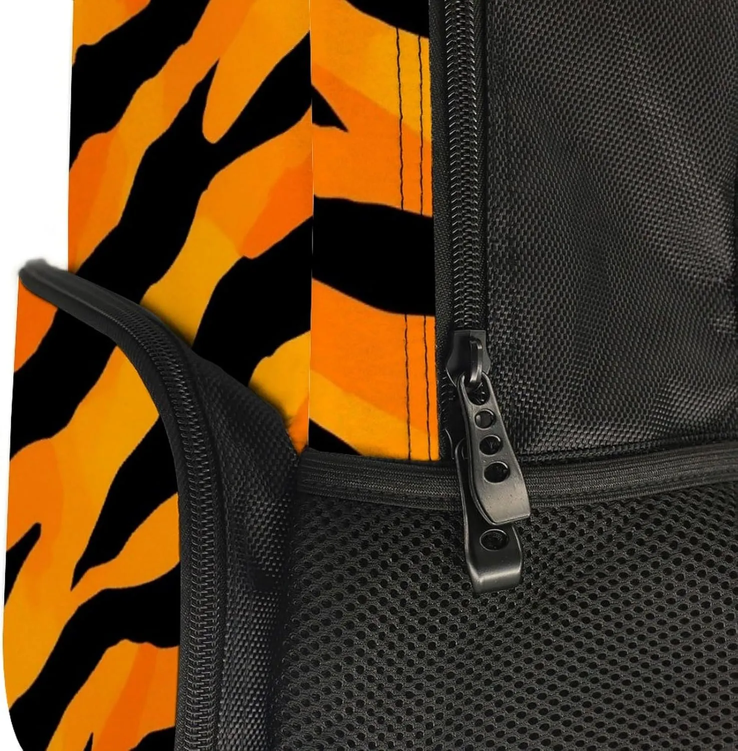 Supdreamc Men Women Polyester Cool Animal Print Tiger Stripes Daypack Big Capacity Shoulder Bag With Smooth Zippers for Hiking Work Walking Cycling