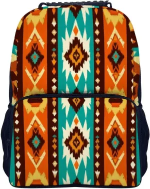 Supdreamc Men Women Polyester Indiana Western Southwest Ethnic Tribal Navajo Daypack Big Capacity Shoulder Bag With Smooth Zippers for Hiking Work Walking Cycling