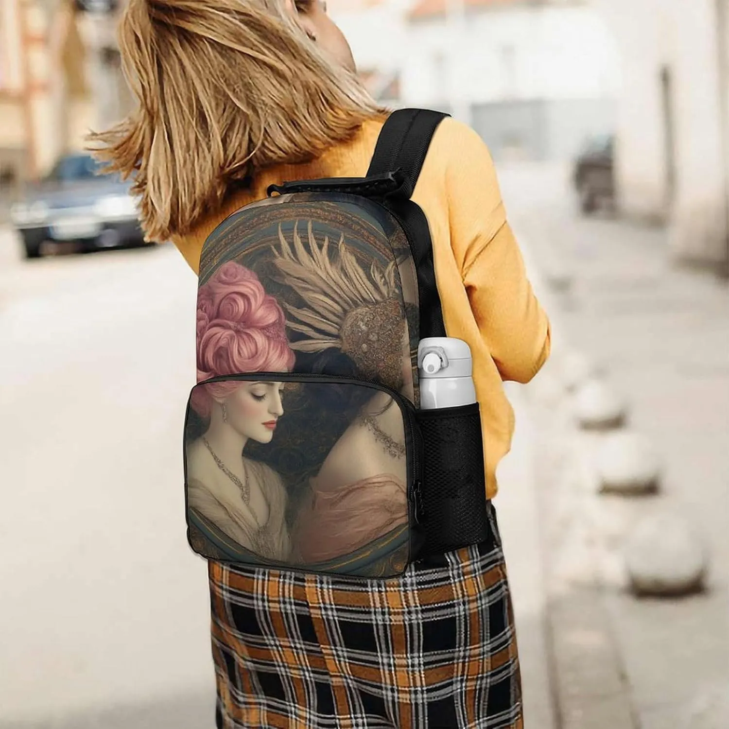 Supdreamc Men Women Polyester Lesbian WomenPride Art Casual Daypack Large Capacity Carry On Bag With Adjustable Shoulder Straps for Camping Work Running