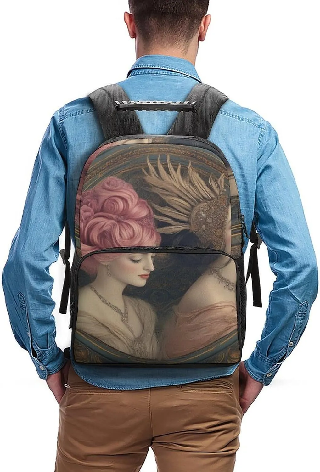 Supdreamc Men Women Polyester Lesbian WomenPride Art Casual Daypack Large Capacity Carry On Bag With Adjustable Shoulder Straps for Camping Work Running