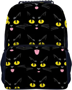 Supdreamc Polyester Daypack Backpack for Climbing Outdoors Running - Big Capacity Multipurpose Anti-Theft Bookbag, Cool Funny Black Cats Travel Hiking & Camping Rucksack