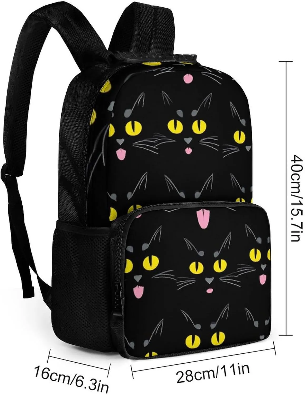 Supdreamc Polyester Daypack Backpack for Climbing Outdoors Running - Big Capacity Multipurpose Anti-Theft Bookbag, Cool Funny Black Cats Travel Hiking & Camping Rucksack