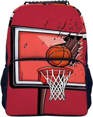 Supdreamc Polyester Daypack Backpack for Sports Travel Running - Big Capacity Anti-Theft Multipurpose Carry On Bag, Basketball Rack Red Laptop Book Bag Rucksack