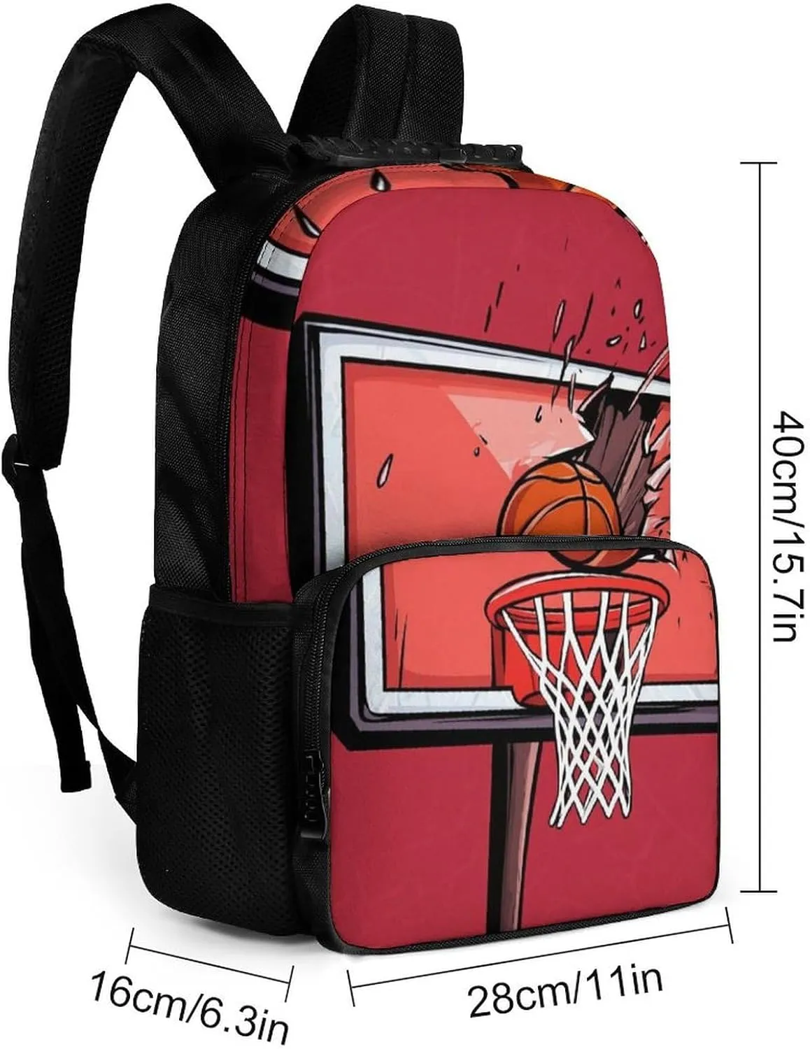 Supdreamc Polyester Daypack Backpack for Sports Travel Running - Big Capacity Anti-Theft Multipurpose Carry On Bag, Basketball Rack Red Laptop Book Bag Rucksack