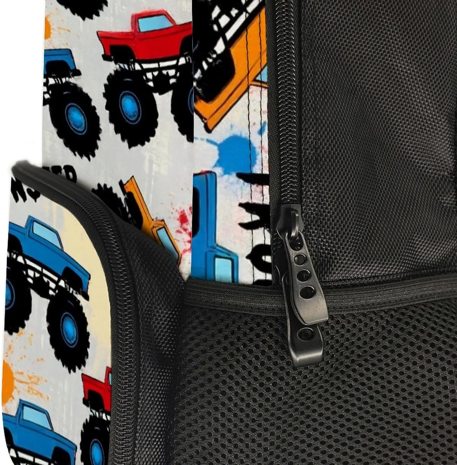 Supdreamc Polyester Daypack Backpack for Trekking Picnic Walking Cycling - Large Capacity Anti-Theft Multipurpose Shoulder Bag, Grunge Monster Truck Car Art Casual Daypack