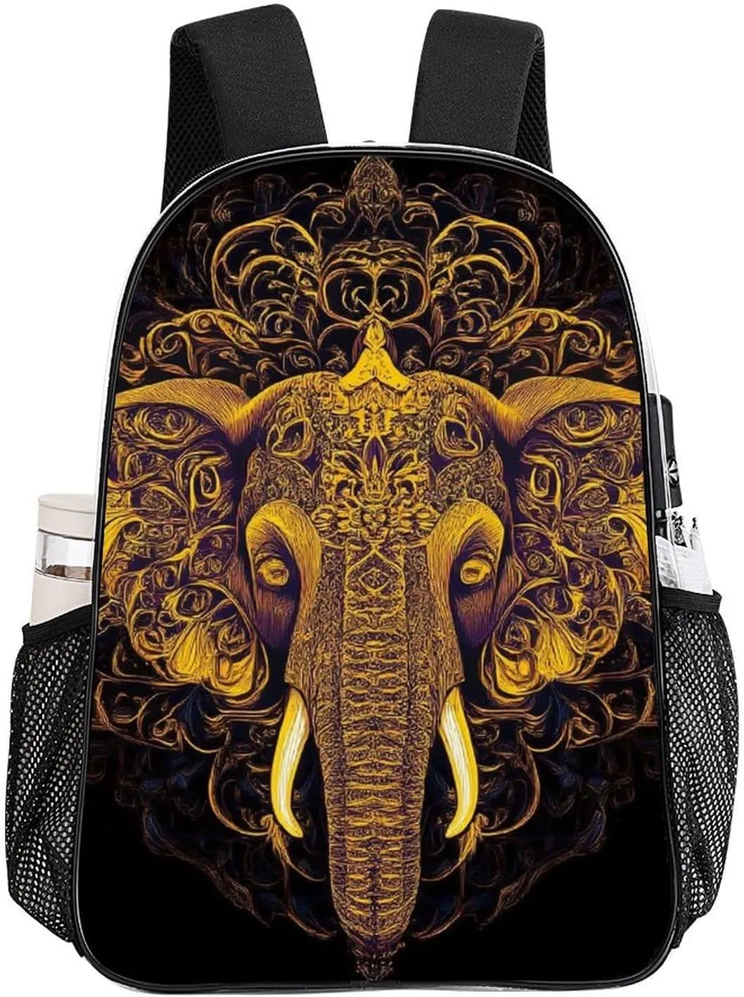 Supdreamc Transparent Daypack Backpack for Sports Travel Running - Big Capacity Anti-Theft Multipurpose Carry On Bag, Beautiful Paisley Elephant Art Laptop Book Bag Rucksack