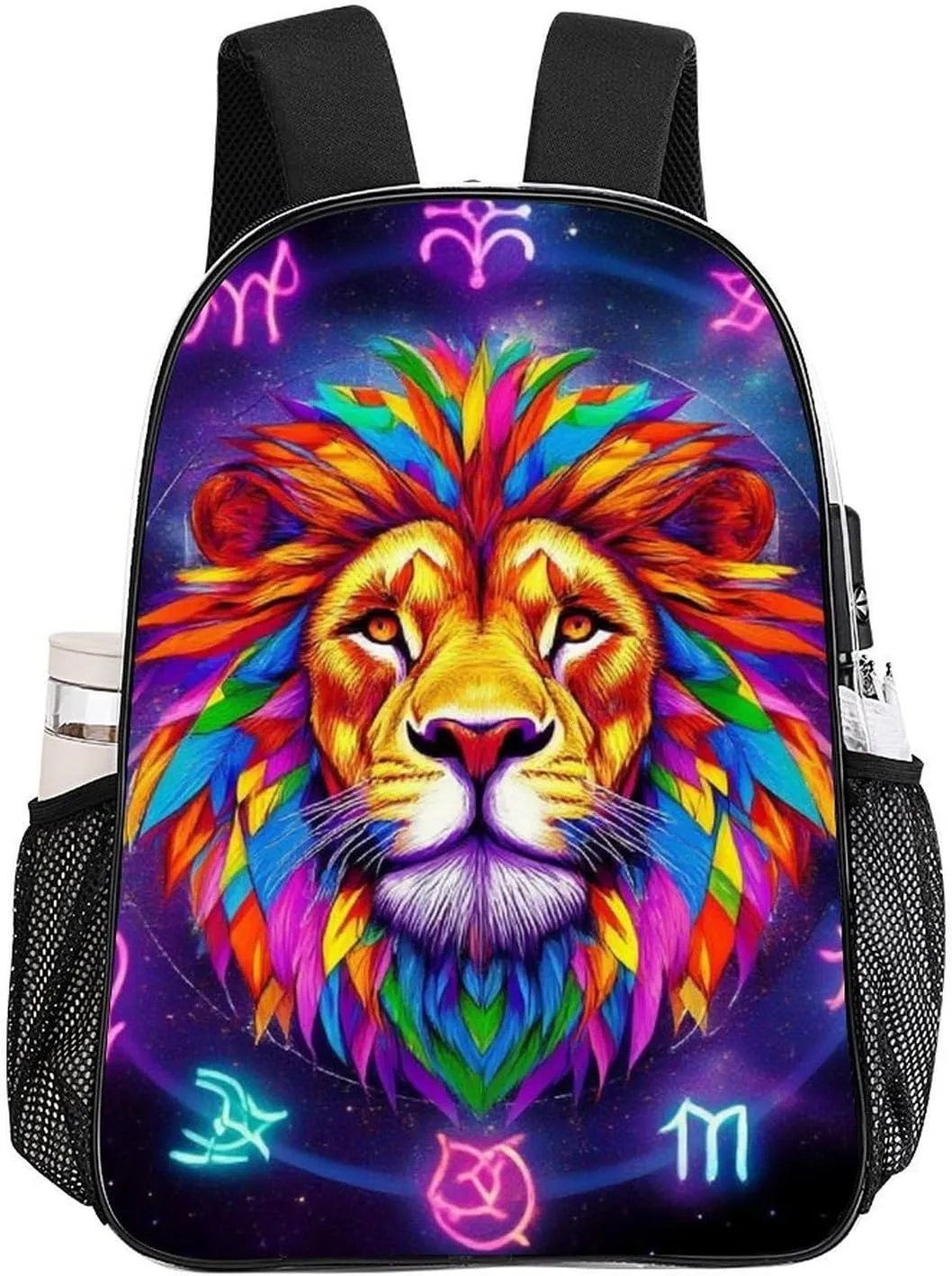 Supdreamc Transparent Daypack Backpack for Trekking Picnic Walking Cycling - Large Capacity Anti-Theft Multipurpose Shoulder Bag, Trippy Lion Leo Constellation Art Casual Daypack