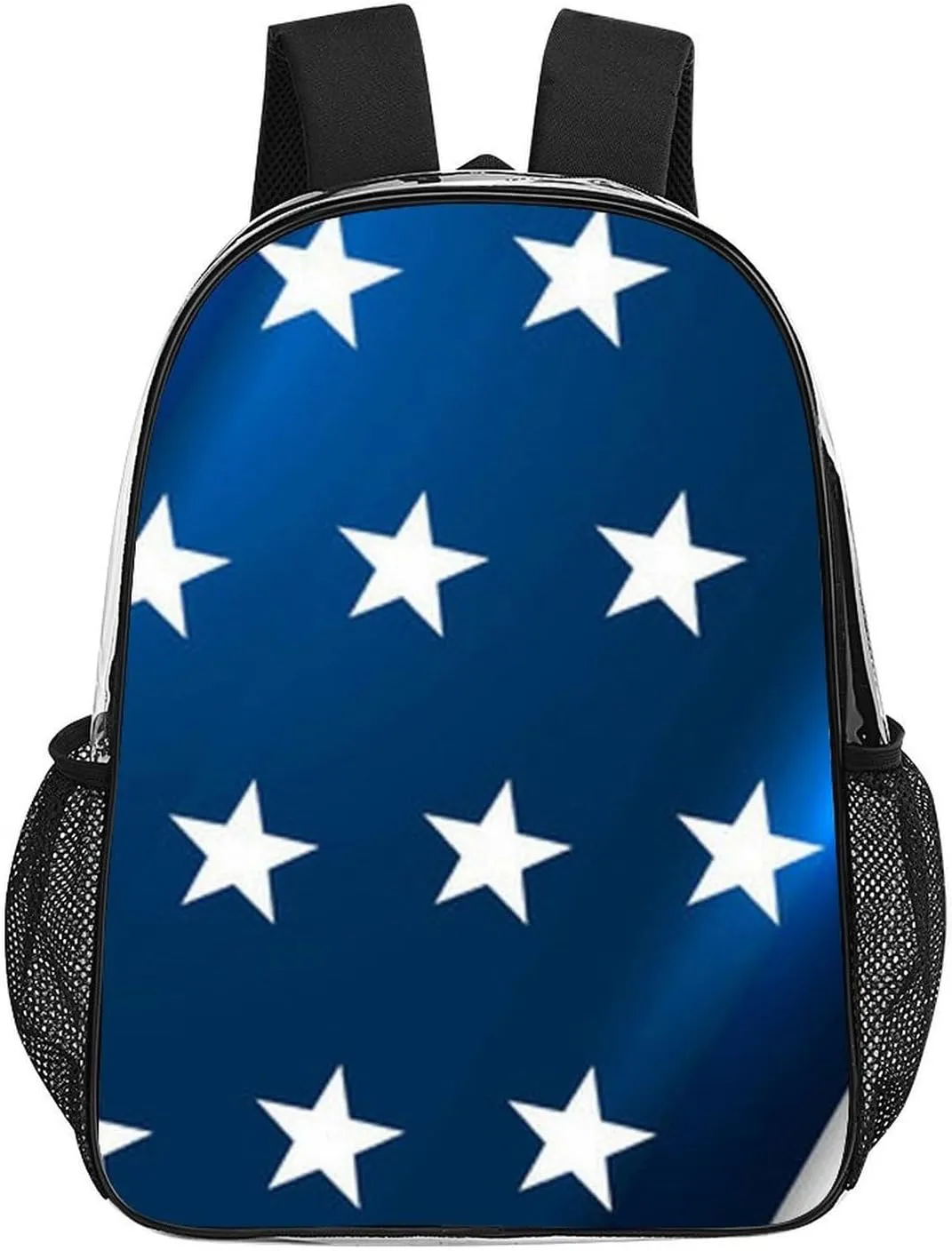 Supdreamc Transparent Daypack for Camping Travel Walking Cycling - Big Capacity Anti-Theft Multipurpose Bookbag, Modern Usa American Flag Pattern Camping Outdoor Backpack