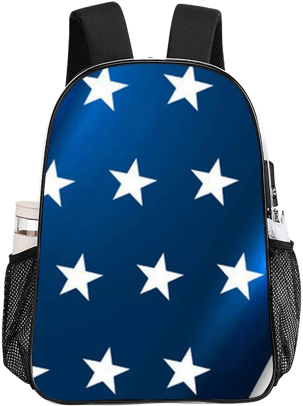 Supdreamc Transparent Daypack for Camping Travel Walking Cycling - Big Capacity Anti-Theft Multipurpose Bookbag, Modern Usa American Flag Pattern Camping Outdoor Backpack