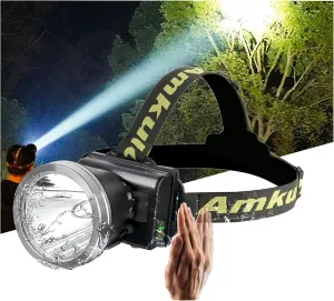 Super Bright Headlamp,USB C Led Rechargeable Head Lamp, Waterproof Headlight for Forehead-72H Battery Life, 90°adjustable Sensor Headlamps Flashlight for Outdoor Hunting,Camping,Fishing(500m Beam)