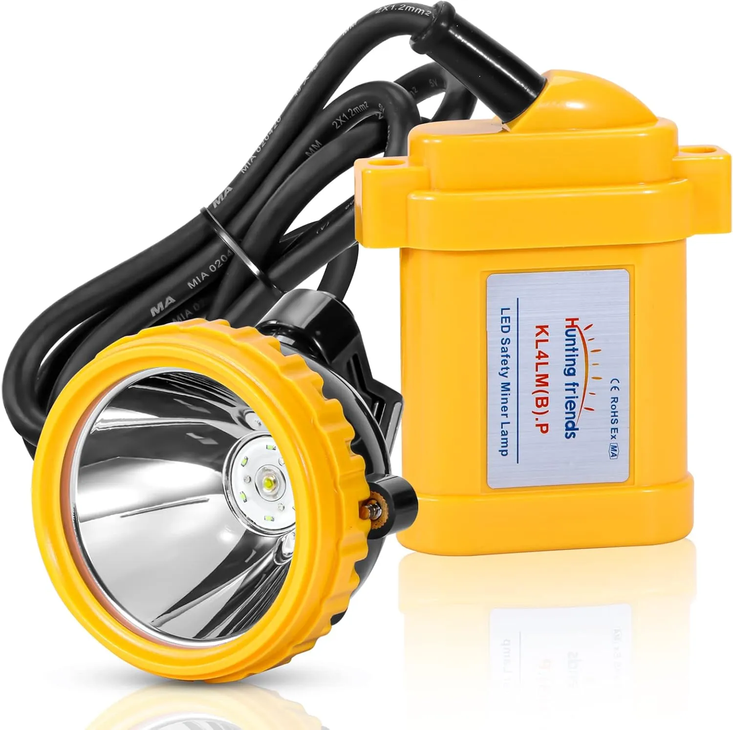 Super Bright LED Mining Headlamp – Rechargeable Waterproof Hard Hat Cap Light, Explosion-Proof Underground Miner Lamp for Tunnel, Coal Mine, Construction Work