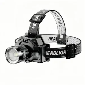 Super Bright Rechargeable Headlamp - 990000 Lumen LED Head Lamp with 5 Modes, IPX7 Waterproof, Zoomable & Long Battery Life - Perfect Hardhat Light for Adults, Outdoor