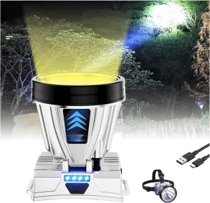Super Bright Rechargeable High Power Headlamp, 90000 Lumen High Power Led Head Lamp, Head Lights for Forehead Battery Powered, Waterproof Spotlight for Outdoor Camping, Fishing, Hunting