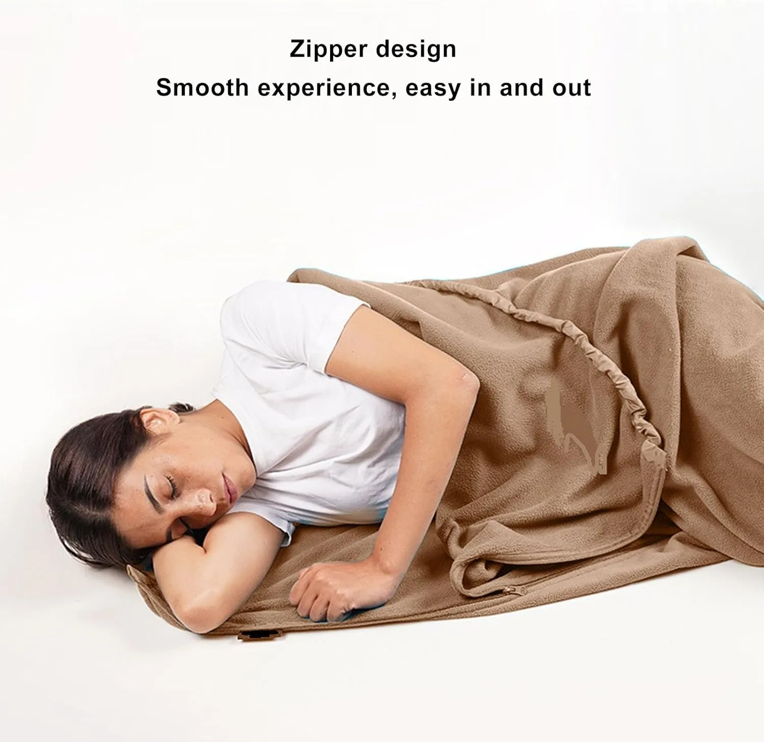 Super Thick Fleece Sleeping Bag Liner with Zipper, Soft and Sturdy Camping Blanket for Travel Backpacking, Easy to and Maintain, Provides Extra Warmth and Comfort