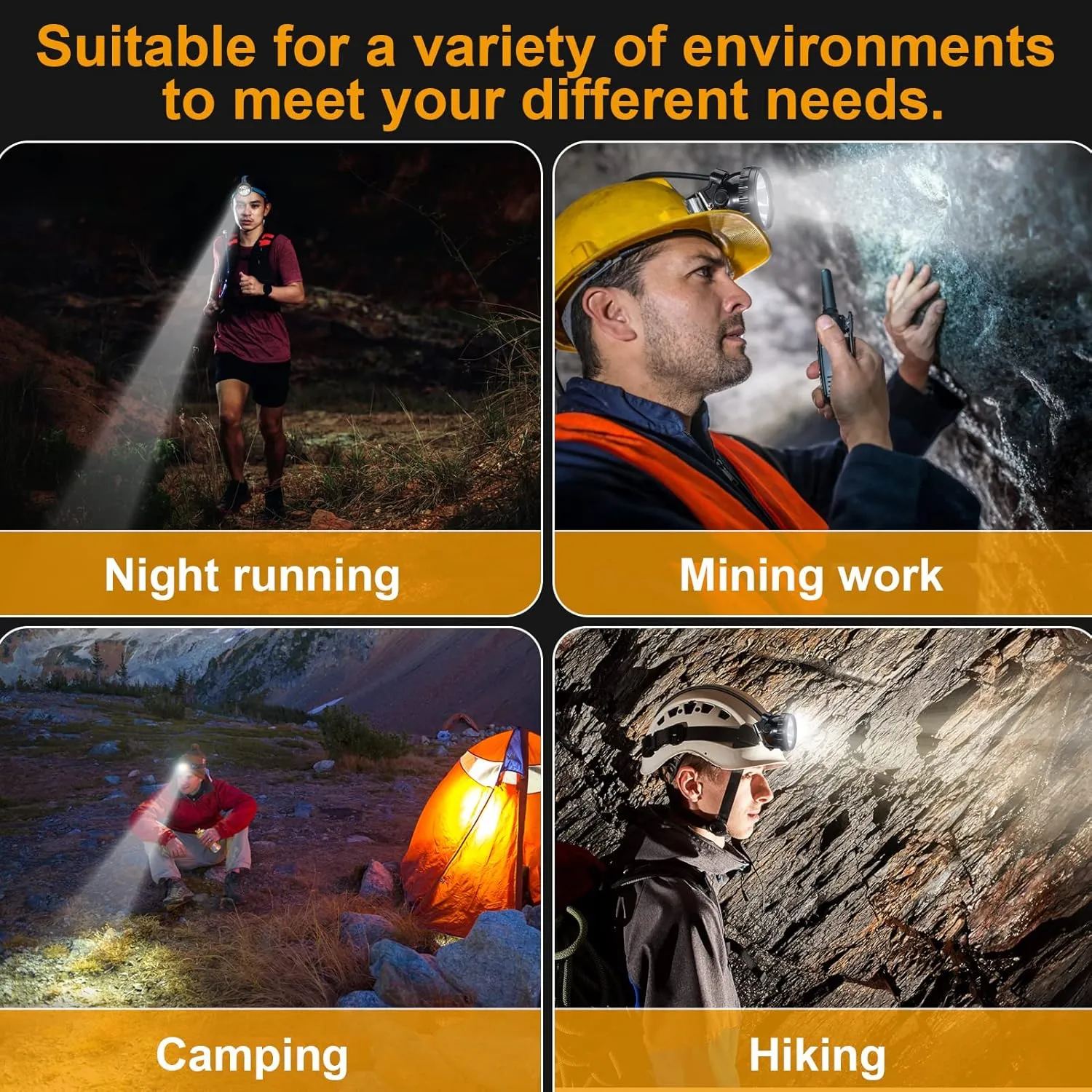 Superbright Mining Headlamp Rechargeable 1 2 LED Miners Headlamp Waterproof Cap Lamp Safety Explosion Rroof Coal Miner Light KL6M.Plus for Hunting Fishing Coal Miner