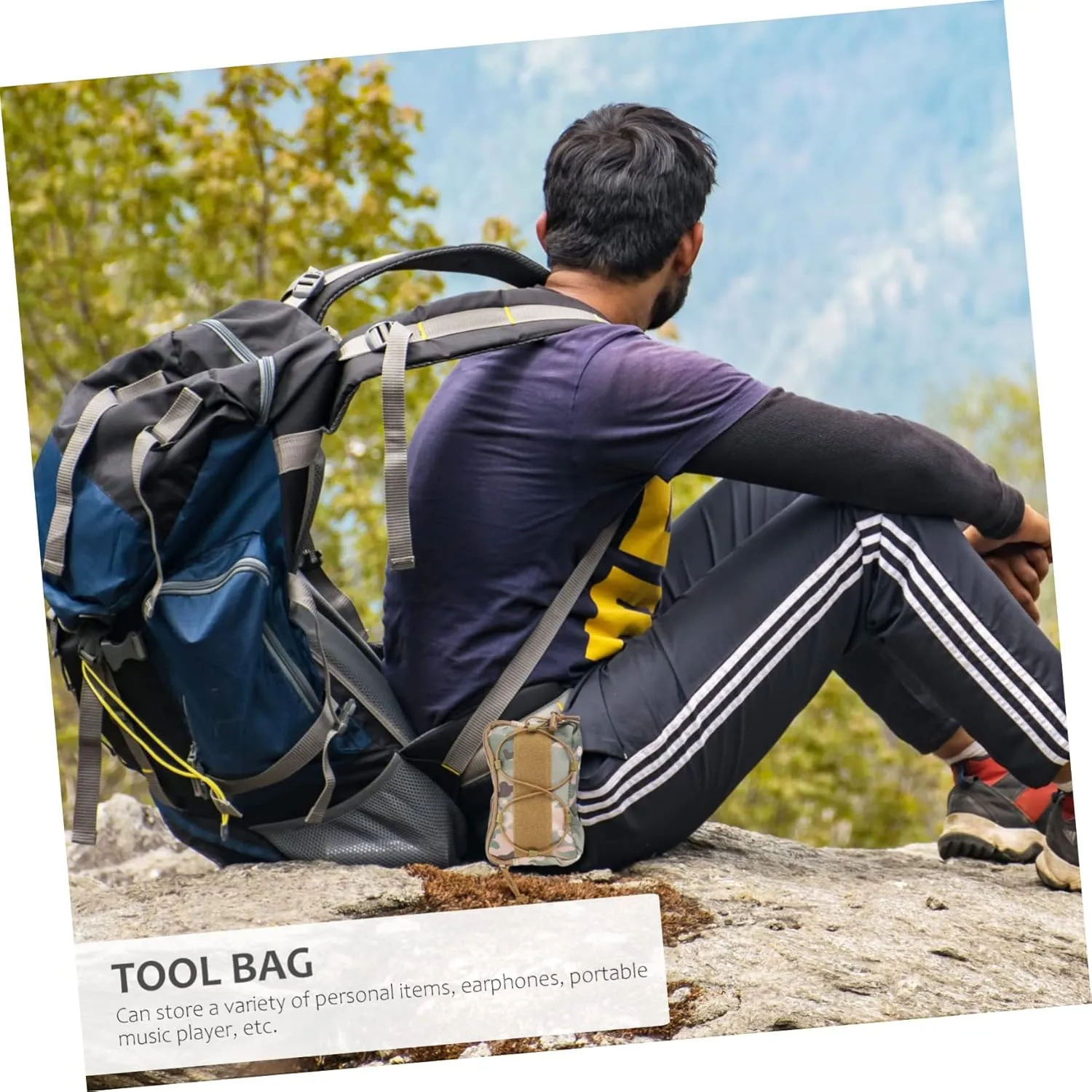 SUPVOX 3pcs Headphone Waist Pouch for Outdoor Activities Utility Pouch Zipper Design Easy to Carry Hook for Camping Hiking Fishing Climbing Multi-purpose Fanny Pack Camouflage Color