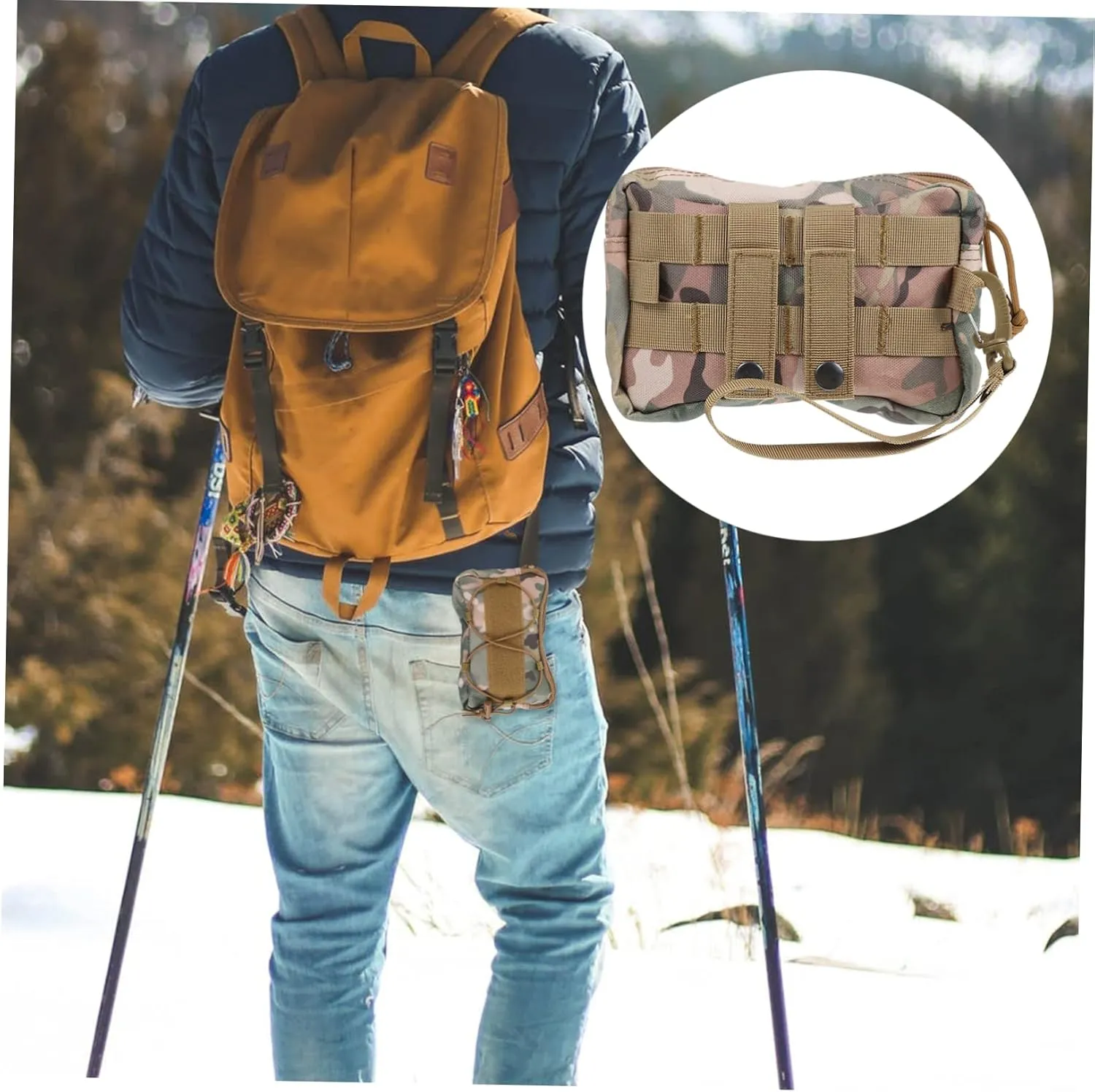 SUPVOX 3pcs Headphone Waist Pouch for Outdoor Activities Utility Pouch Zipper Design Easy to Carry Hook for Camping Hiking Fishing Climbing Multi-purpose Fanny Pack Camouflage Color