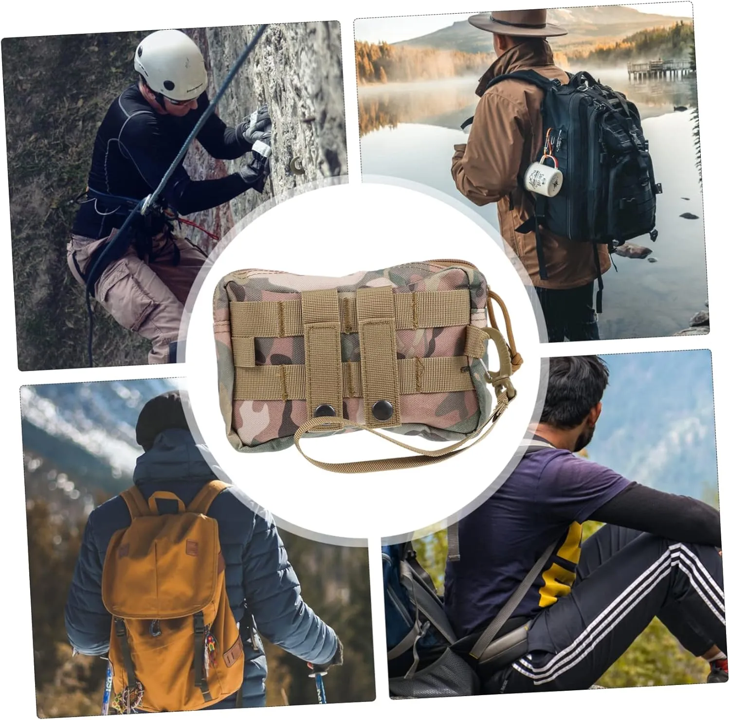 SUPVOX 3pcs Headphone Waist Pouch for Outdoor Activities Utility Pouch Zipper Design Easy to Carry Hook for Camping Hiking Fishing Climbing Multi-purpose Fanny Pack Camouflage Color